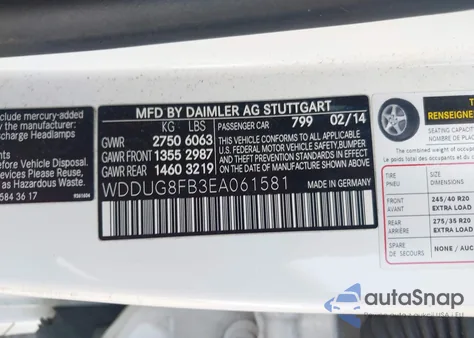 2014 Mercedes-Benz S 550 4Matic из США, поврежденный, VIN WDDUG8FB3EA061581